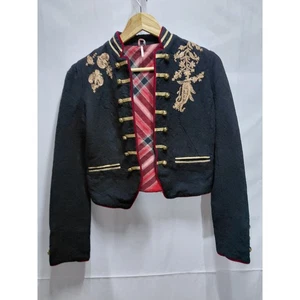 Free People Embroidered Military Style Cropped Jacket | Size S - Picture 1 of 14