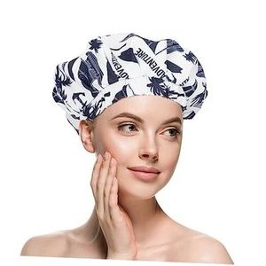 Luxury Shower Cap for Women, Waterproof Reusable Large (Pack of 1) Black - Picture 1 of 7
