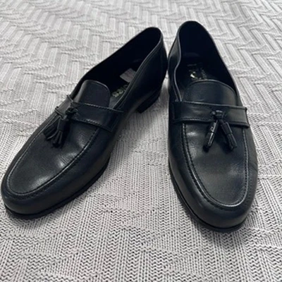 Mocasines vintage Florsheim Flexibles cuero negro borla talla 10 Foto 1 de 4