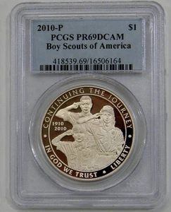 2010 P - Boy Scouts of America Proof Commemorative Silver Dollar - PCGS PR 69 DC - Picture 1 of 2