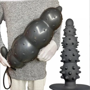 UK Huge Inflatable Male-Prostate-Anal-Butt-Plug-Dildo-Beads-Men-Women-Lubricants - Picture 1 of 12