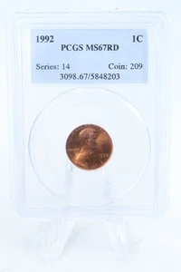 1992-P PCGS MS67RD Lincoln Memorial Cent Business Strike 1C - Picture 1 of 2