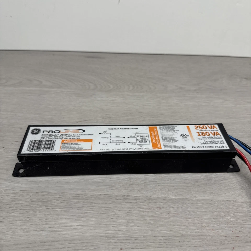 GE LAMPS GETR480/277-375W Autotransformador, 480/277V, 375VA 4GCH1 Foto 1 de 4