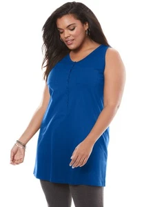Roaman's Women's Plus Size Henley Ultimate Tunic Tank - Picture 1 of 13