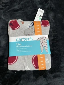 Carter’s Grey Football Themed Fleece Footie Pajamas (Sz 12mo) - Picture 1 of 4