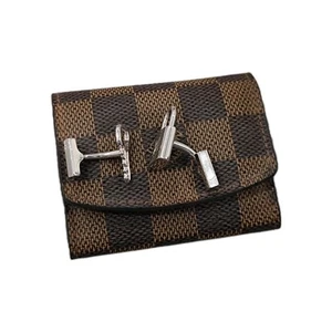LOUIS VUITTON Sterling Silver Lock & Key Cufflinks w/Leather Case - Imagen 1 de 11