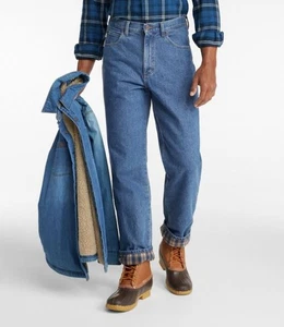 L.L. Bean 139426 Double L Relaxed Fit Flannel Lined Stonewashed Jeans Sz 32 X 29 - Picture 1 of 4