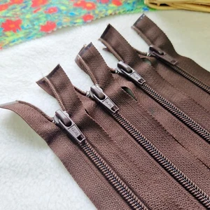 Dark Brown Open End Zip 23" 58cm Separable Coat Zipper Jacket Hoodie Repair Zips - Picture 1 of 6