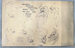 1939 Walt Disney Fantasia Animation Production Drawing Ballerina Goldfish Cel - Picture 1 of 7