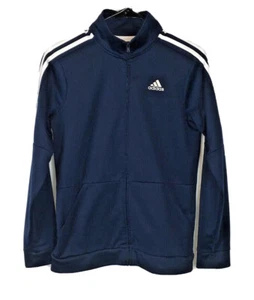 Adidas Boy's Dark Blue Full Zip Athletic Track Jacket 3 Stripes Size Large 14/16 - Picture 1 of 8