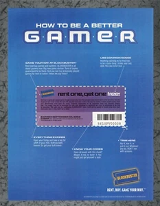 Blockbuster Video GAMER Coupon BOGO Vintage 2000 Print Ad Art - Picture 1 of 1