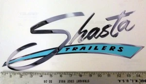 Vintage Shasta LARGE Blue camper trailer RV sticker decal 15"x6.5" - Picture 1 of 1