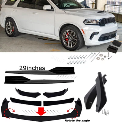 For Dodge Durango Black Front & Rear Bumper Lip Spoiler + Side Skirt Splitter - Image 1 of 4