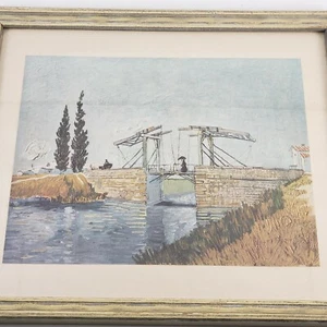 Vincent van Gogh Il ponte Langlois ad Arles Stampa Corniciata 10"" x 8"" 1950 Vintage - Foto 1 di 12