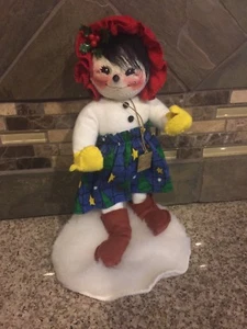 Vintage 1989 Annalee Dolls Christmas Snowman Girl In Hat - Picture 1 of 2