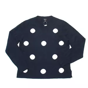 NWT J.Crew Everyday Cashmere Crewneck in Navy Ivory Polka Dot Sweater XL - Picture 1 of 6
