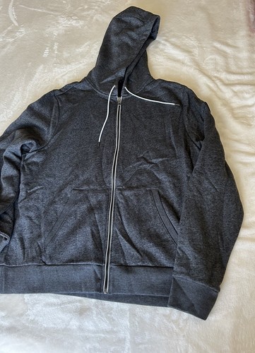 Felpa con cappuccio uomo Michael Kors cerniera intera nera heather 2XL nuovissima