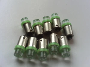 10 Pinball 6.3 Volt LED Green Concave Replacement Bulbs 44/47 Bayonet Base BA9S - Picture 1 of 11