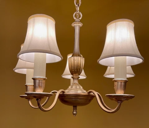 Vintage Lighting 1920s quality silver Colonial chandelier. NEW wiring Cover