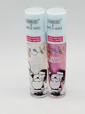Wet N Wild Peanuts Snoopy Limited Edition Very Merry Lip Gloss (Set Of 2) New - Image 1 of 4