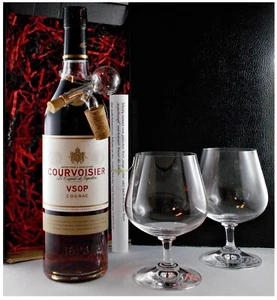 Courvoisier VSOP Cognac + 2 Cognac Schwenker + 1 Flaschenportionierer Geschenk