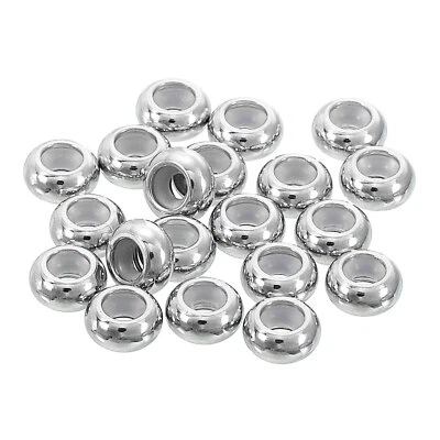 Cuentas espaciadoras de posición de tapón de goma de inserción de 20 piezas de 6 mm * 2,0 mm, plateadas Foto 1 de 4