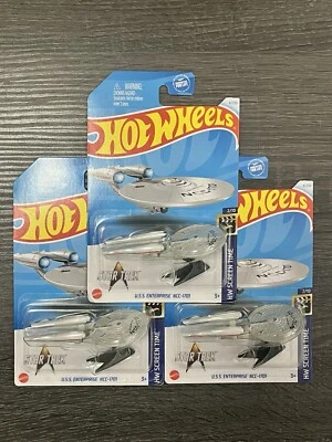 Hot Wheels LOT Star Trek U.S.S.Enterprise NCC-1701 x3 HW Screen Time - Image 1 of 4