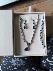 Schmuck Set Schmuckset Ohrhänger Kette und Armband  silber blau Senso di donna - Bild 1 von 2
