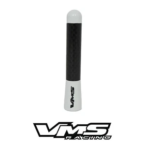 VMS RACING WHITE CARBON FIBER SHORT BILLET ALUMINUM 3" INCH ANTENNA - Picture 1 of 4