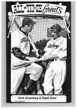 1975 Hank Greenberg Ralph Kiner All Time Tcma Greats Postcard b & w Hof Vg-Ex
