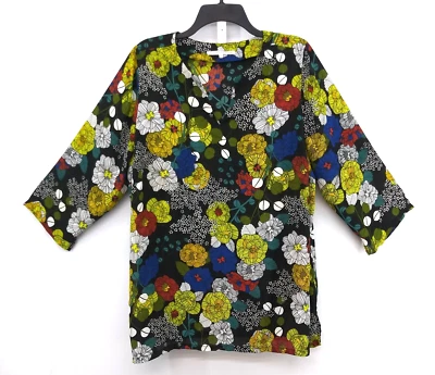 Camisa Violeta & Claire Mujer Talla Grande 1X Negra Colorida Floral Manga 3/4 Top Foto 1 de 4