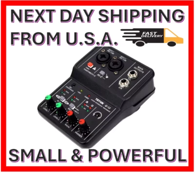 2-CHANNEL MINI MIXER w/Phantom Power for Studio & Singing-Lowest Internet Price! - Image 1 of 4
