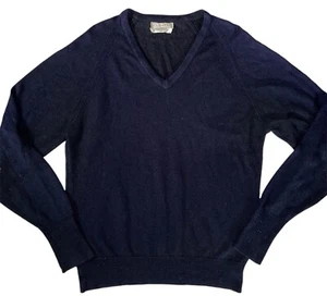 Vintage Men's Christian Dior Acrylic V-Neck Sweater Dark Blue USA - Picture 1 of 4