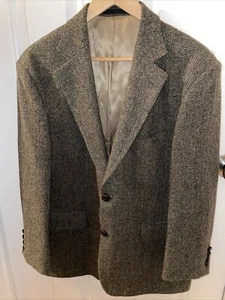 HARRIS TWEED MARKS & SPENCER MENS 42" SHORT DARK GREEN TWEED JACKET - Picture 1 of 7