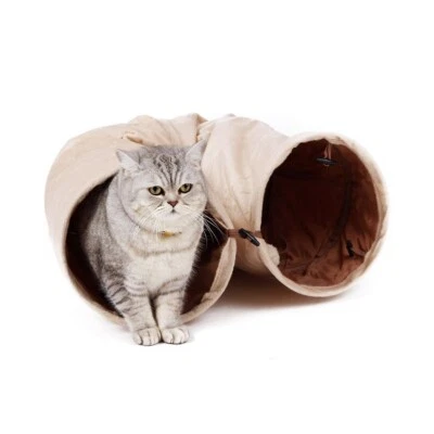 PURPURRA Tiertunnel Katzentunnel 120cm mit 4 Eingängen und Spielball