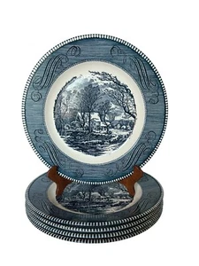 Currier & Ives Royal China Ironstone 10” plato de cena individual de repuesto azul - Imagen 1 de 7