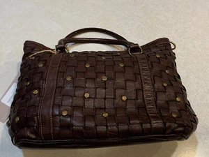 Civico 93 gewebte Leder Geldbörse Tragetasche braun Made in Italy - Bild 1 von 10
