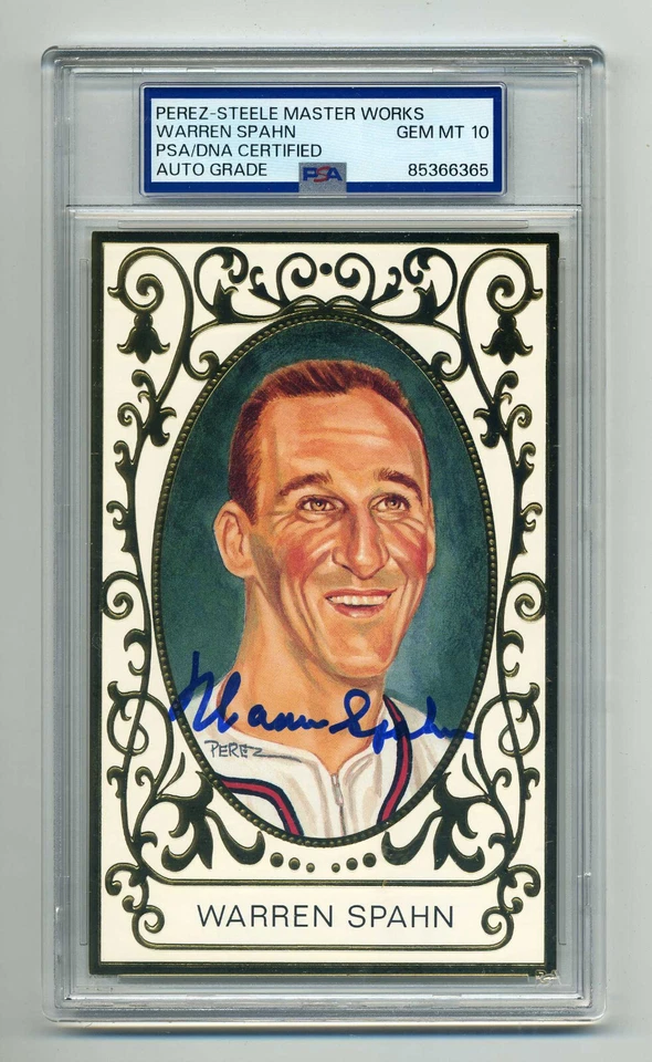WARREN SPAHN PSA/DNA GEM MINT 10 SIGNED  PEREZ STEELE MASTER WORKS  Ramily Style - Image 1 of 1