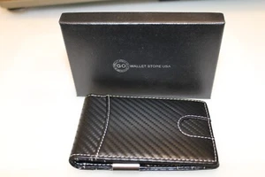 Herren-Geldbörse aus Kohlefaserleder mit Doppelfaltung und RFID-Schutz und Geldklammer - Bild 1 von 8