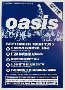 Folleto de concierto original Oasis gira por el Reino Unido septiembre 1995 - Imagen 1 de 1