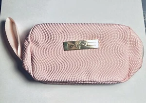 MAC Holiday Cosmetic Bag Dusty Pink Gold Colored Zipper Ribbon Handle New Unused - Picture 1 of 1