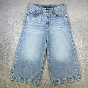 LAUREN RALPH LAUREN Wide Leg High Rise Cropped Baggy Blue Jeans Women 8 Petite - Picture 1 of 15