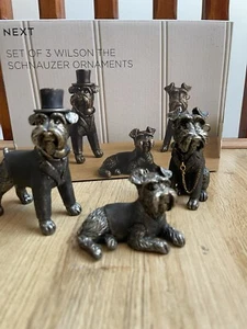 Next Set of 3 Black Wilson Dog Schnauzer Ornaments/Sculpture Animal Figurines - Picture 1 of 16