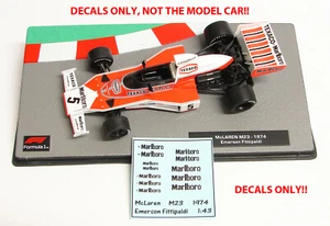 DECALS for Emerson Fittipaldi #5 McLaren M23 1974 1:43 Formula 1 Collection - Picture 1 of 8