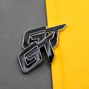 2x Metal Black Rear Trunk GT Letter Emblem Sticker SUV Fender Sport Badge Decal - Picture 1 of 6