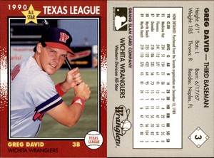 Gregory David 1990 Rock's Dugout Wichita Wranglers #6 RC Card *AutographDen*