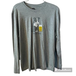 Life Is Good Shirt Long Sleeve Mens XL Gray Crusher Tee Mans Best Friend Dog - Picture 1 of 14