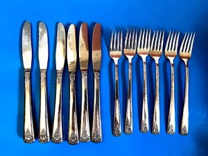WM ROGERS PINT ORCED Teller AA IS Silber Teller Besteck Gabel Messer Messer Set 12 - Bild 1 von 10