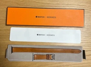 HERMES Apple Watch 38/40/41mm Fauve Brown Leather Band Double Tour with Box - Photo 1/14