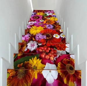 3D Rojo Cineraria B059 Escaleras Decoración Foto Mural Vinilo Papel pintado Vera - Imagen 1 de 6